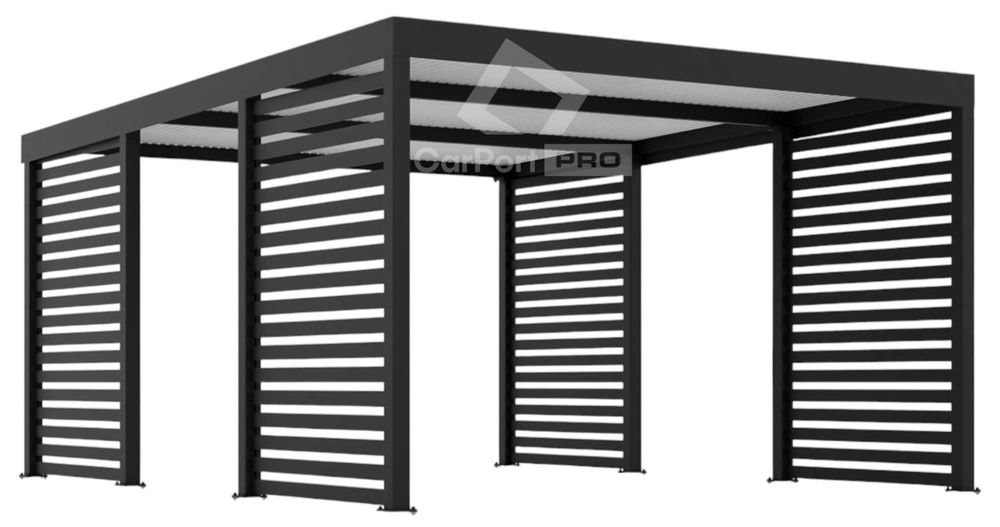 CarPort PREMIUM - wiata samochodowa 4x5 - antracyt - zabudowa  CP104