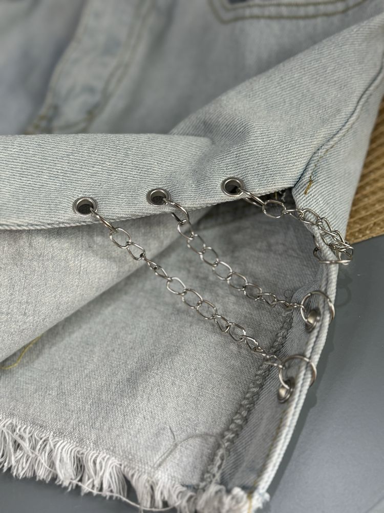 Джинсова спідниця 36С юбка з цепочками ланцюжками zara