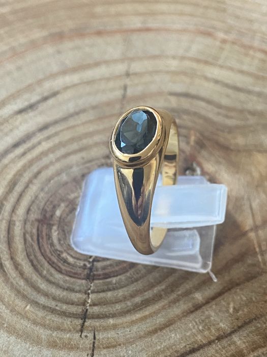 Pierścionek srebro 925 pozłacany 14K Gold Blu Topaz