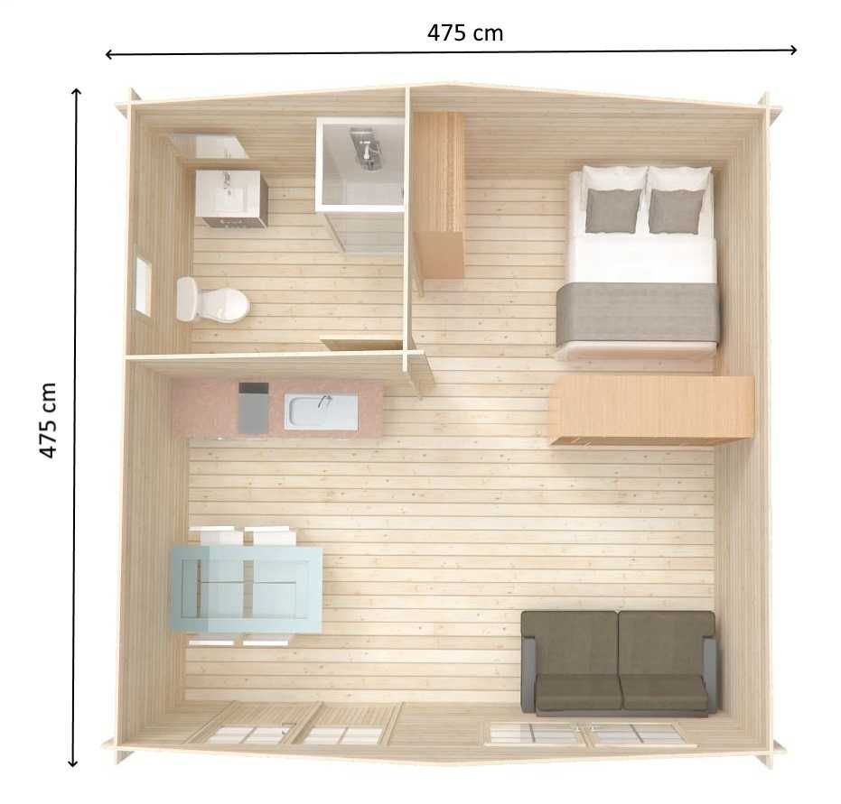 CASA DE MADEIRA CON BANHO 22,5 m2 IDEAL PARA CAMPO E TURISMO RURAL