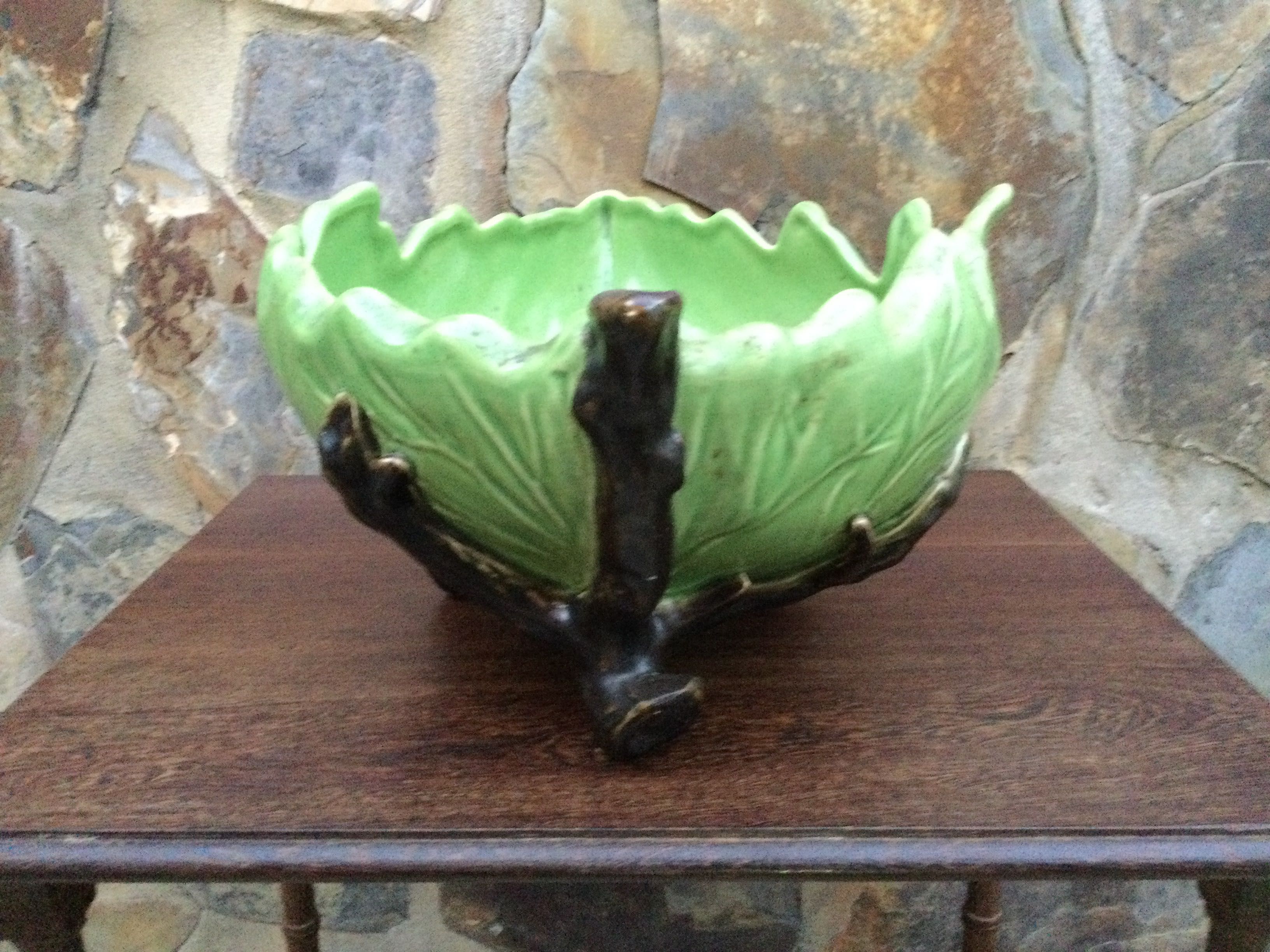 Grande Cachepôt Couve Cerâmica Chinesa Séc XIX 36 cm