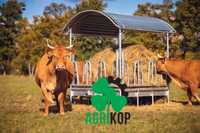 Paśnik dla krów z dachem 2x2m, 12 sztuk ocynkowany, transport w cenie