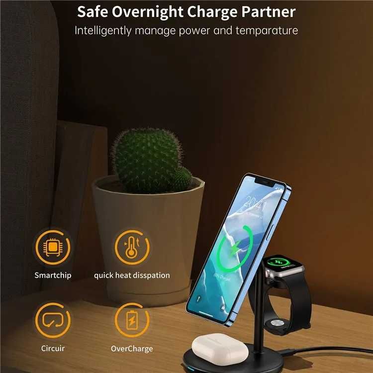 Choetech T585-F ładowarka indukcyjna15W Magsafe iPhone Airpods Watch