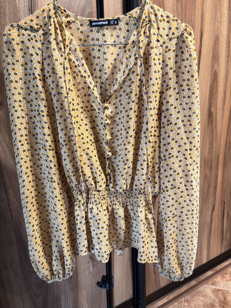 Żółta elegancka bluzka,wiązanie,