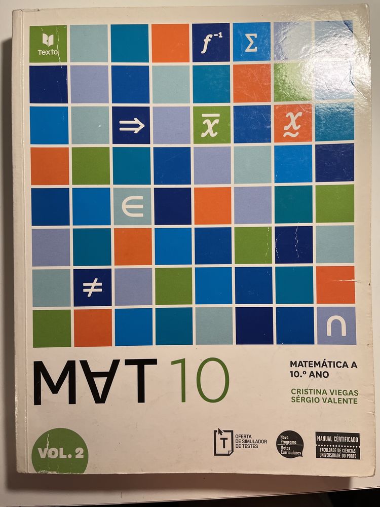 Manuais e livro de exercício de Matemática do 10°ano  Texto