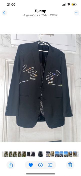 Пиджак со стразами, ручная вышивка М