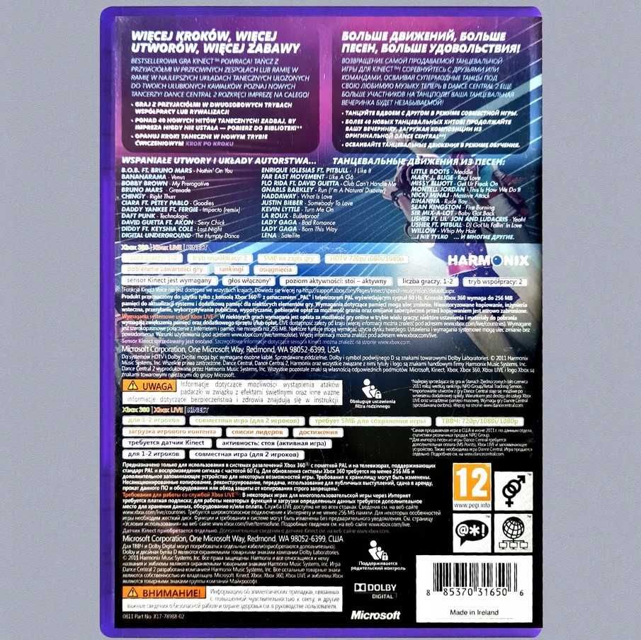 KINECT Dance Central 2 PL Xbox 360 Taniec