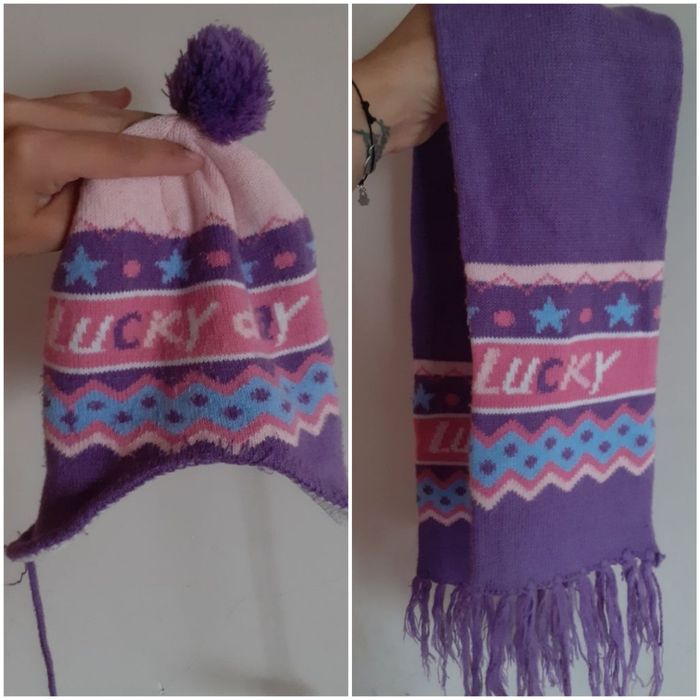 Komplet czapka zimowa szalik dla dziewczynki 2-3 lata