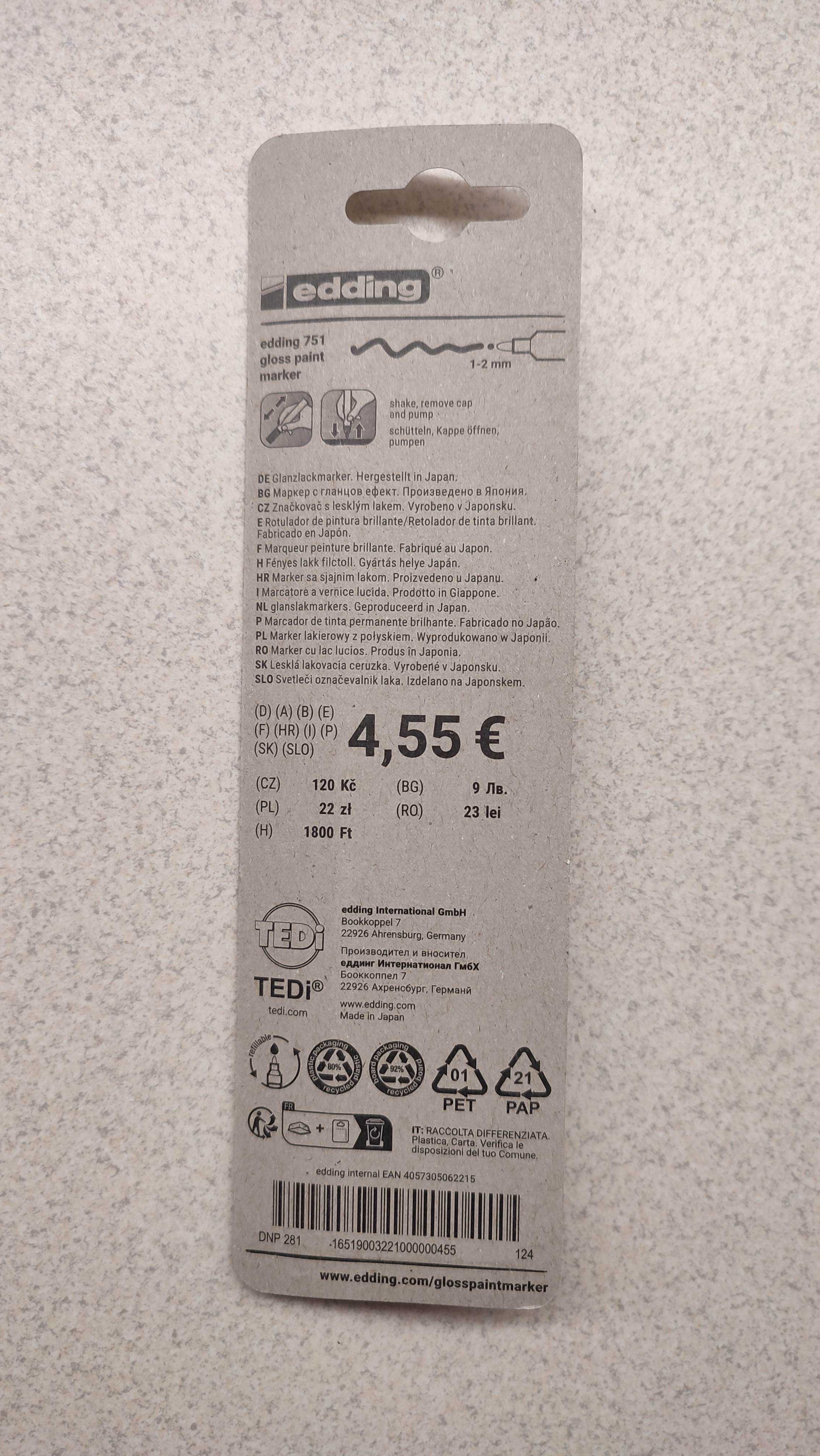 Marker olejowy Edding 751 Biały Nowy Temperatura Odporny szkło