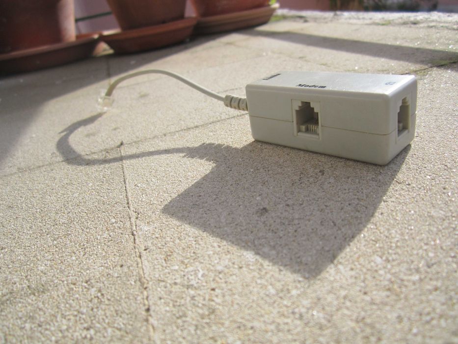 Adaptador Duplo Octal Branco RJ45 p/ adaptador de linha de tomada RJ11