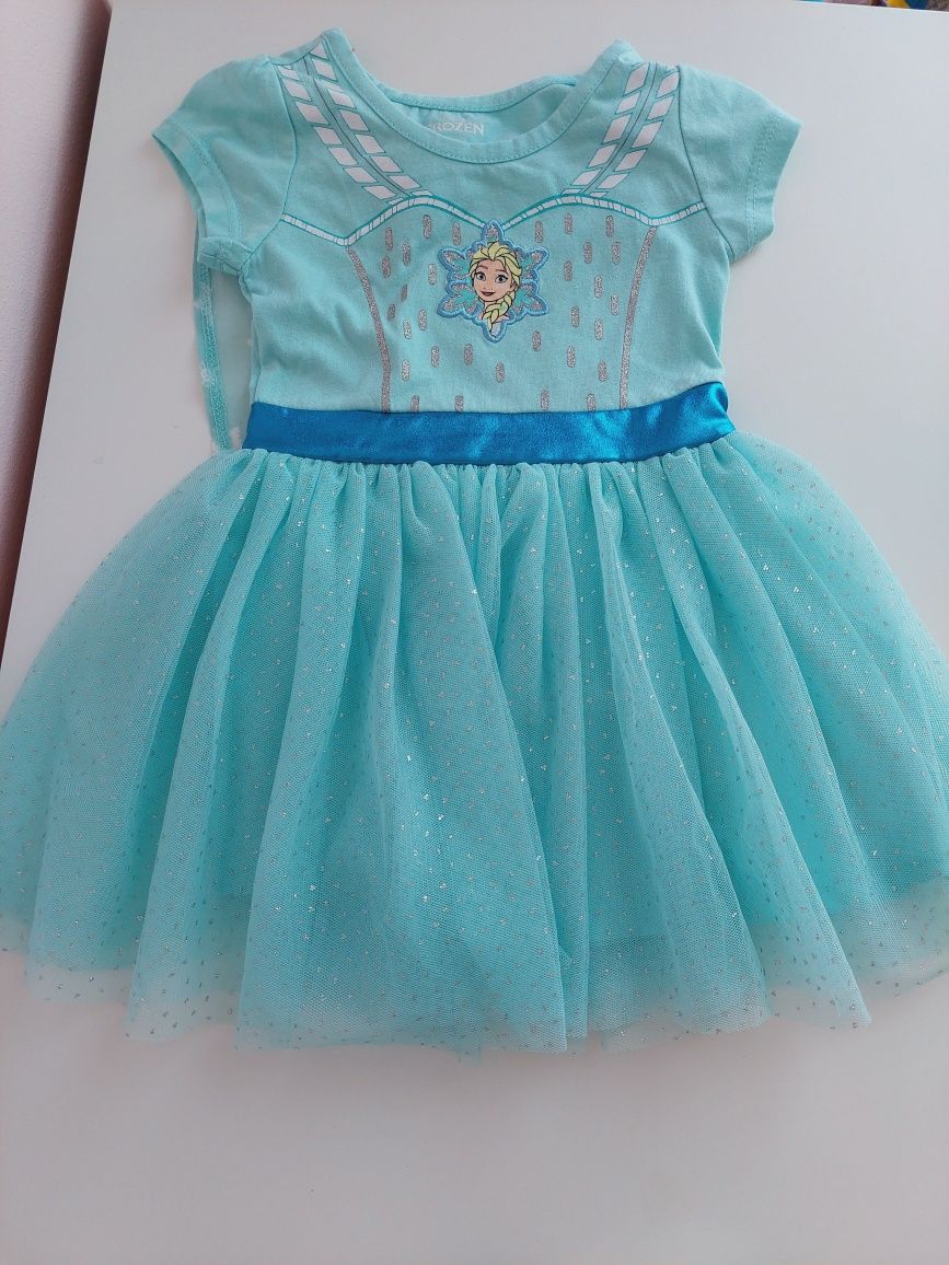 Niebieska sukienka kraina lodu Frozen ELSA z tiulem 18-24m 86-92cm