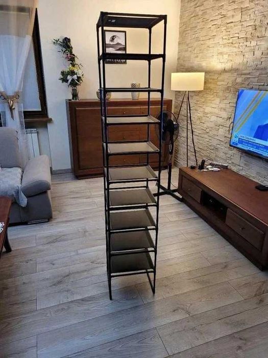 Szafka Na Buty Regał Modułowy Loft 10 Półek Czarna Metalowa