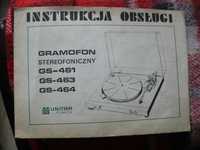Instrukcja i schemat gramofonu Unitra Fonica stereo GS 461 - 464