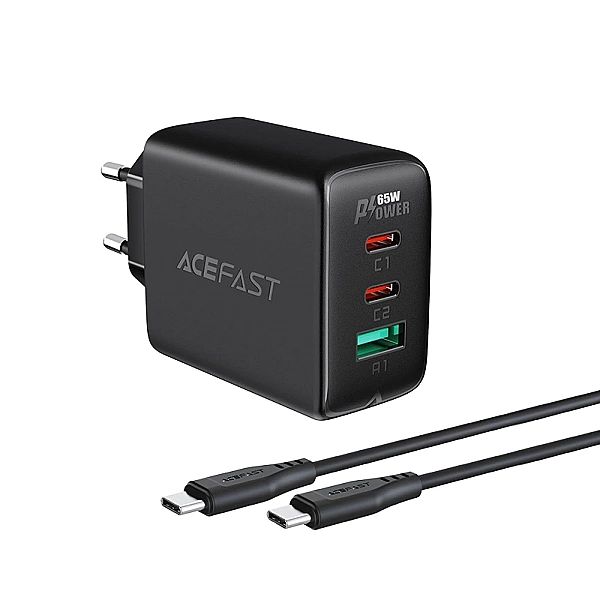 Acefast 2w1 ładowarka sieciowa 2x USB-C / USB-A 65W, PD, QC 3.0, AFC,