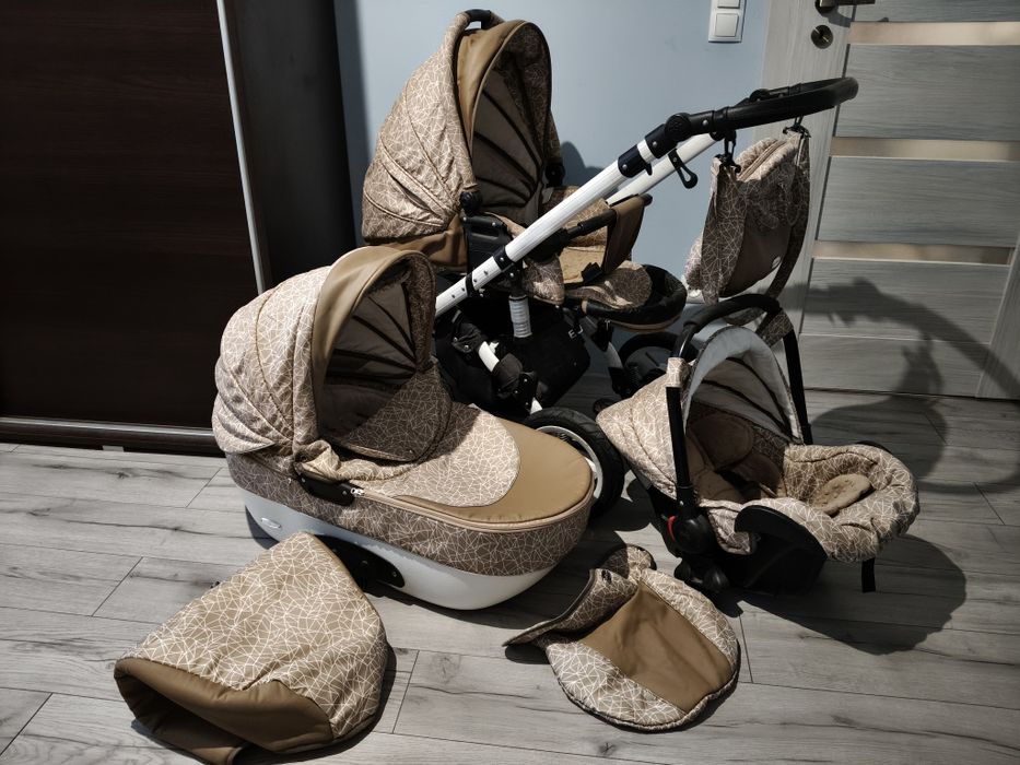 Wózek 3w1 Adbor brązowo biały