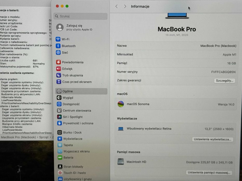 MacBook Pro 13 2020 M1 TouchBar 16GB RAM 256GB SSD Gwarancja