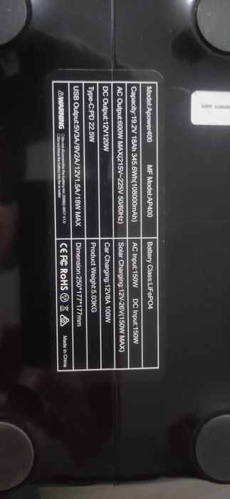 Stacja zasilania ctolity ap400, 346 Wh/500W