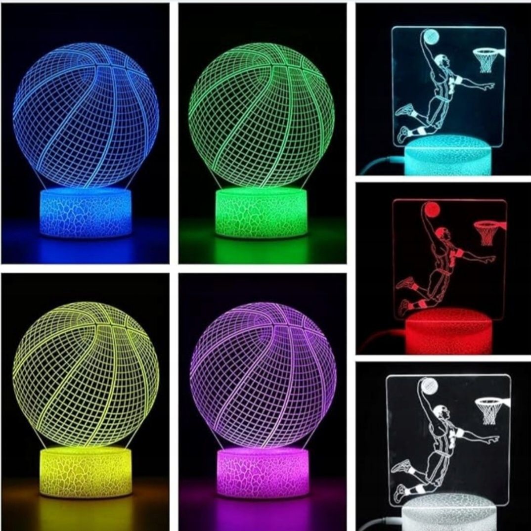 Lampka nocna LED 3D akrylowa z motywem piłki nożnej 2 wzory 7 kolorów