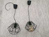 Lampy wiszące czarne 2szt z żarówkami dekoracyjnymi