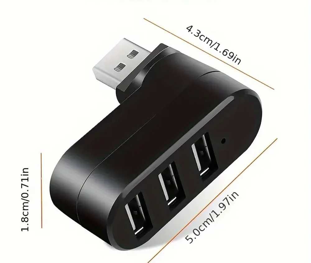 Adapter hub USB do komputera, laptopa. 3 porty , rotacyjny 180 stopni