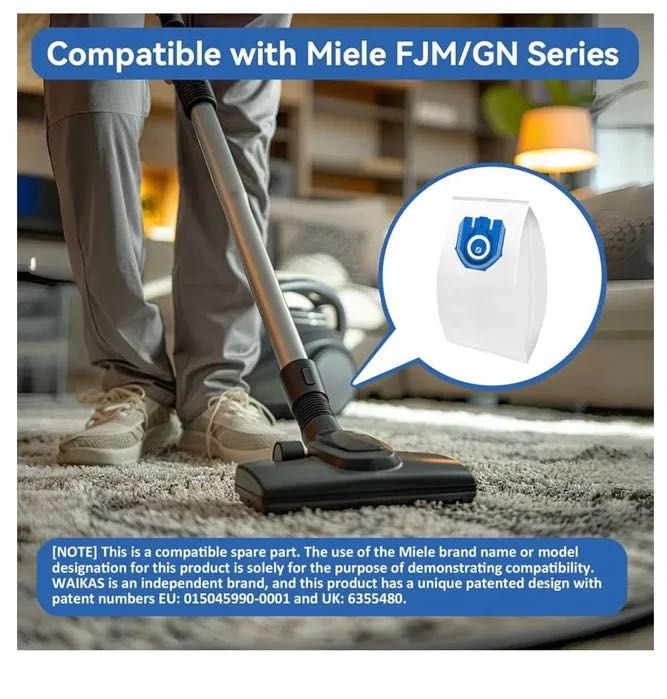 Мішки для пилу WAIKAS, сумісні з пилососами Miele FJM/GN