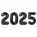 zestaw 4 sztuki balon foliowy 80 cm czarne  2025 sylwester nowy rok