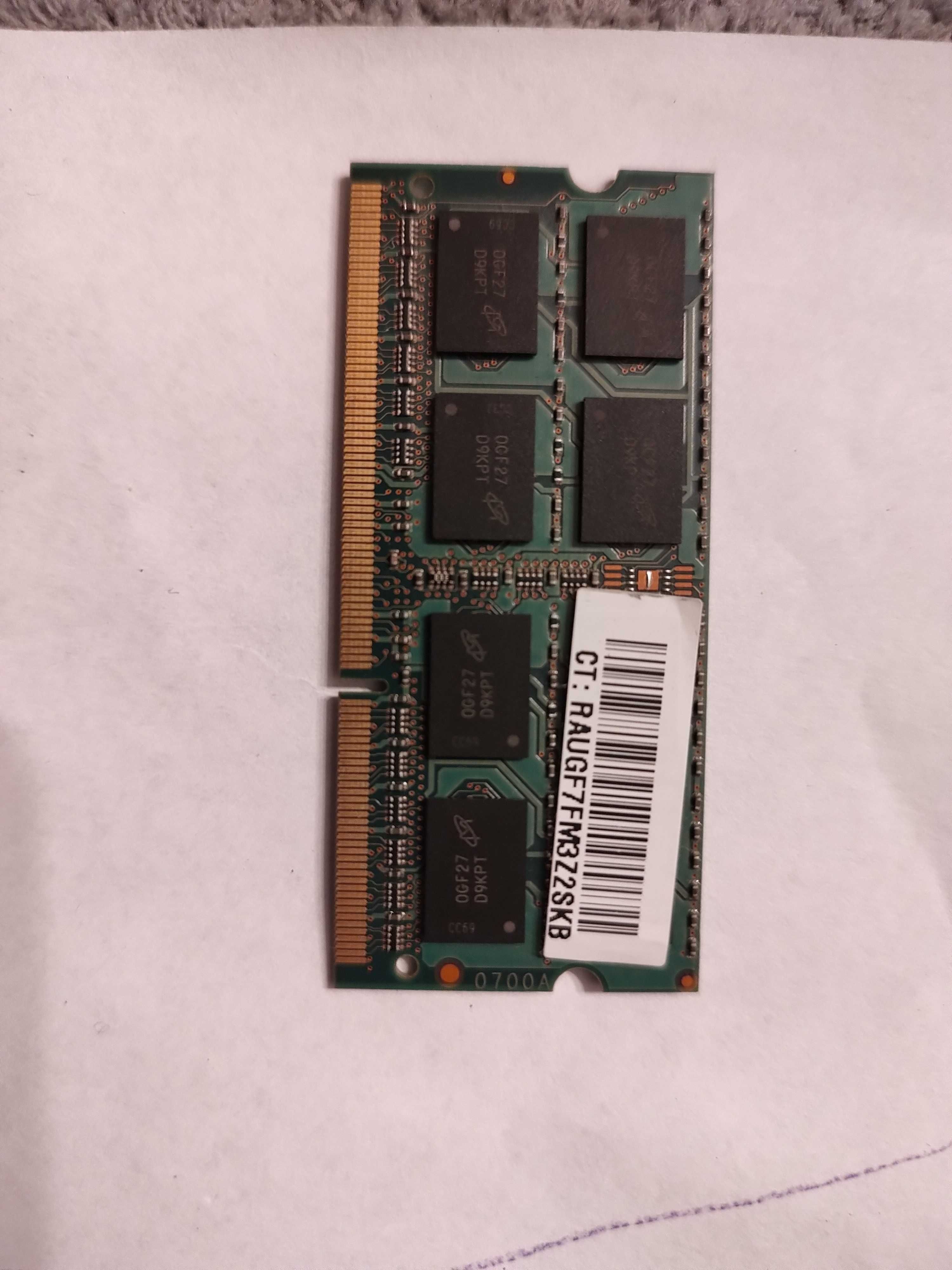 Pamięć RAM DDR3 do laptopa 2GB + 1GB