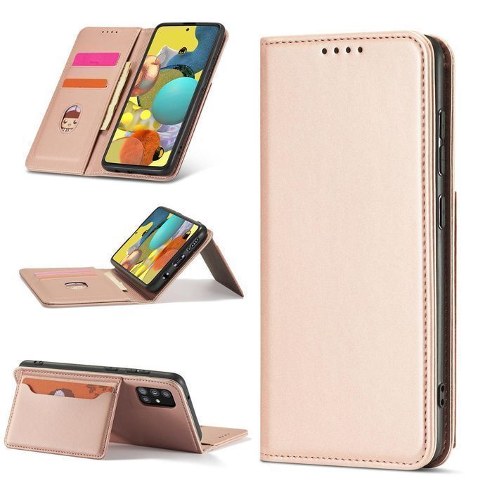 Etui Portfel Magnet Card Case do Samsung A52 5G w różowym odcieniu