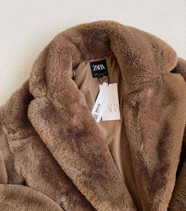 Zara futro płaszcz kurtka futerko nowe vital brązowe S-M