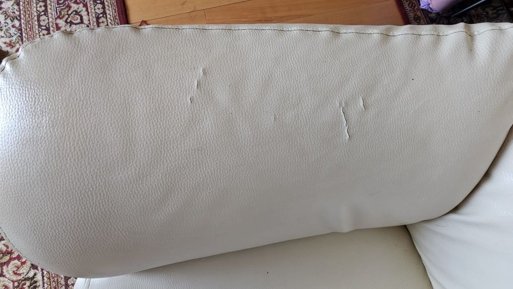 Sofa de canto em pele 6 lugares branco