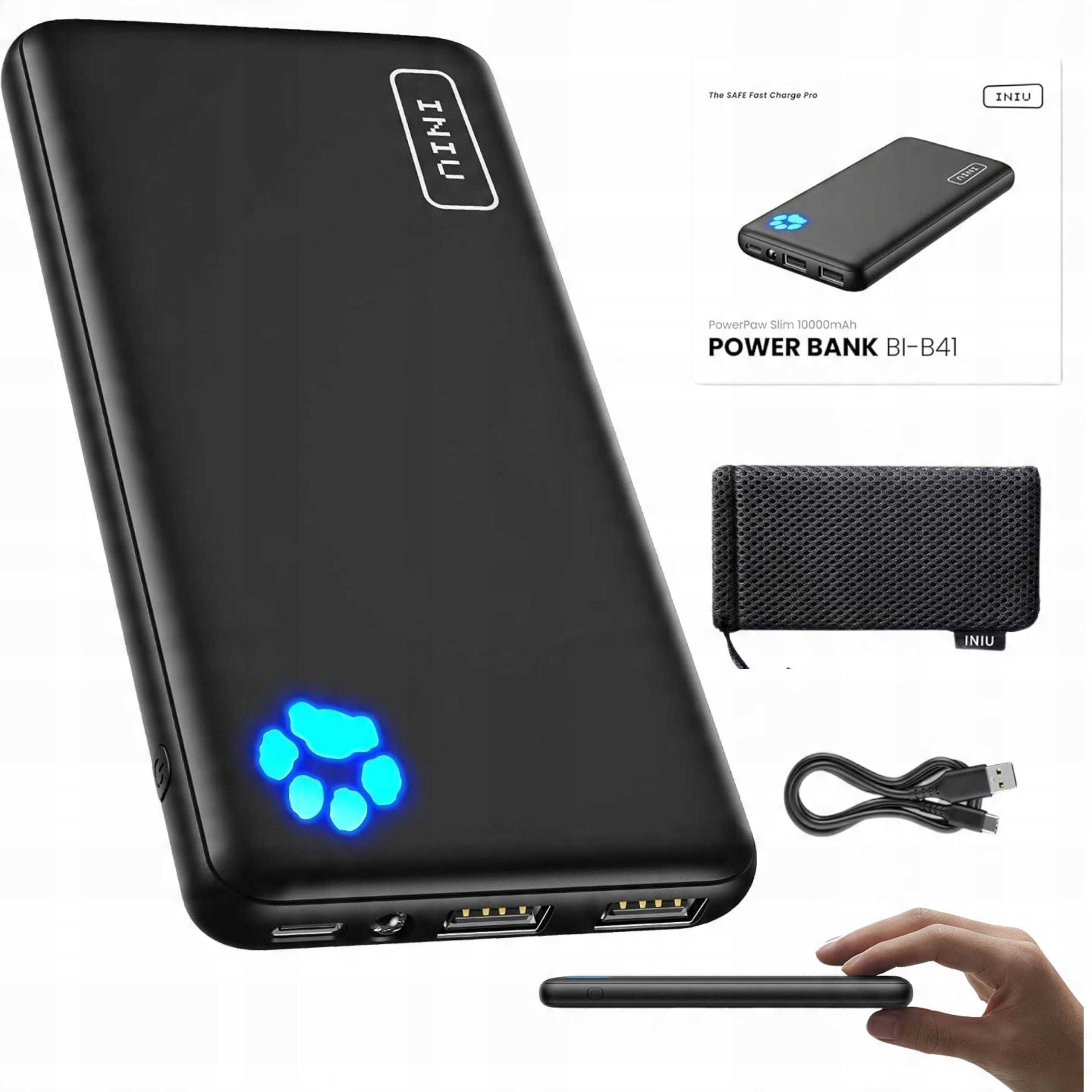 Powerbank INIU BI-B41, czarny, 10000 mAh