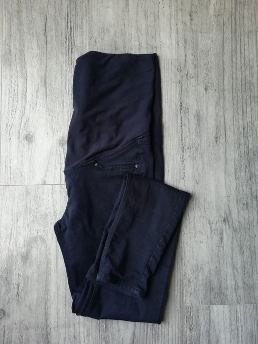 Spodnie rurki ciążowe H&M Mama Basic granatowe elastyczne
