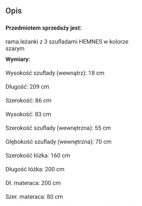 Łóżko Ikea hermes