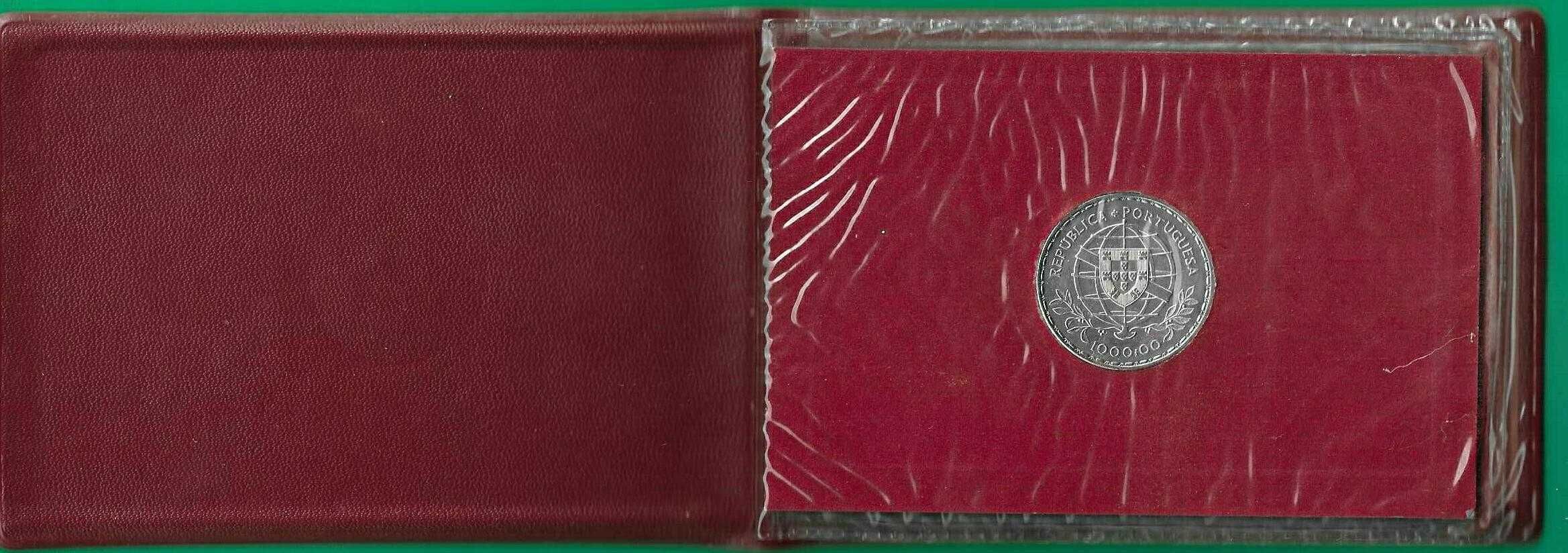 Carteira  moeda de 1000$ de 1980 Luis de Camões prata BNC