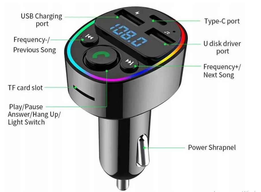 Uniwersalny transmiter G67 FM Bluetooth 5.0 z ochroną przed ttst1556