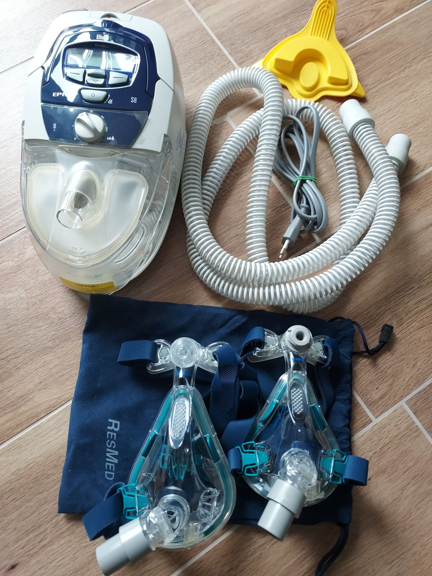 Aparat do oddychania bezdech ResMed Elite 8S CPAP maska nawilżacz !