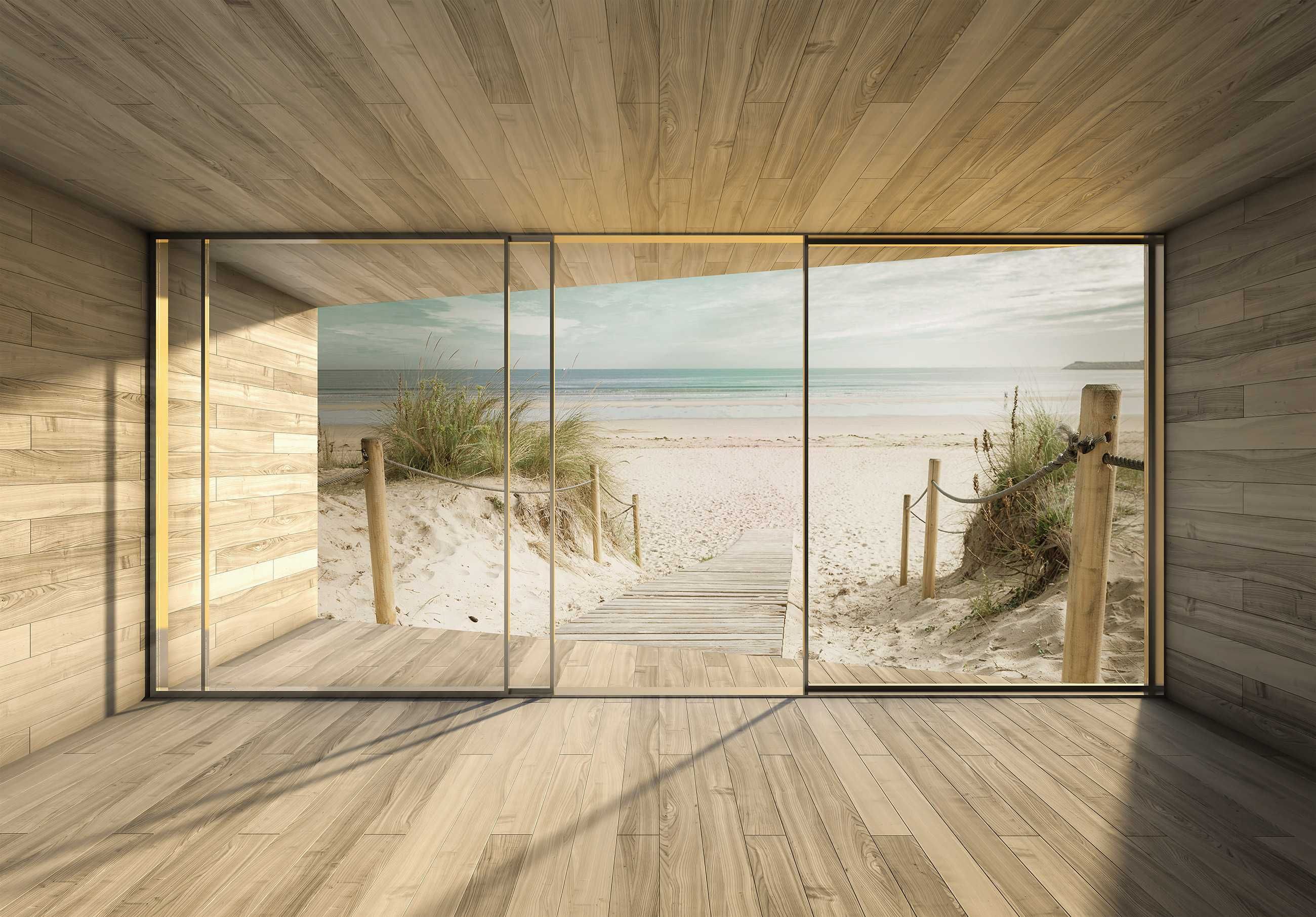 Fototapeta Widok z Okna Plaża Morze Woda 3D Na Twój Rozmiar + KLEJ