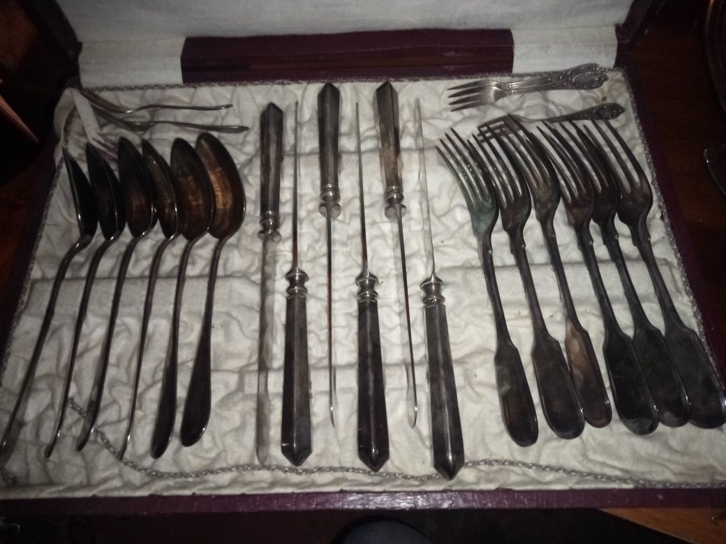 Polskie sztućce w etui Norblin Warszawa Plewkiewicz XIXw. Plater Orygi