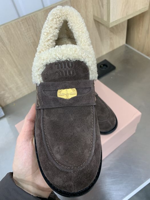 Лофери зимові miu miu з хутром міу міу зимние