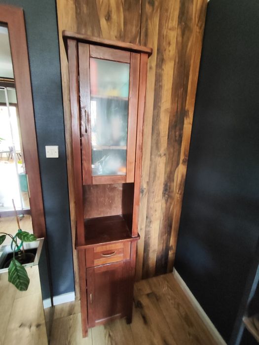 Słupek sosnowy z przeszkleniem - łazienka / gabinet