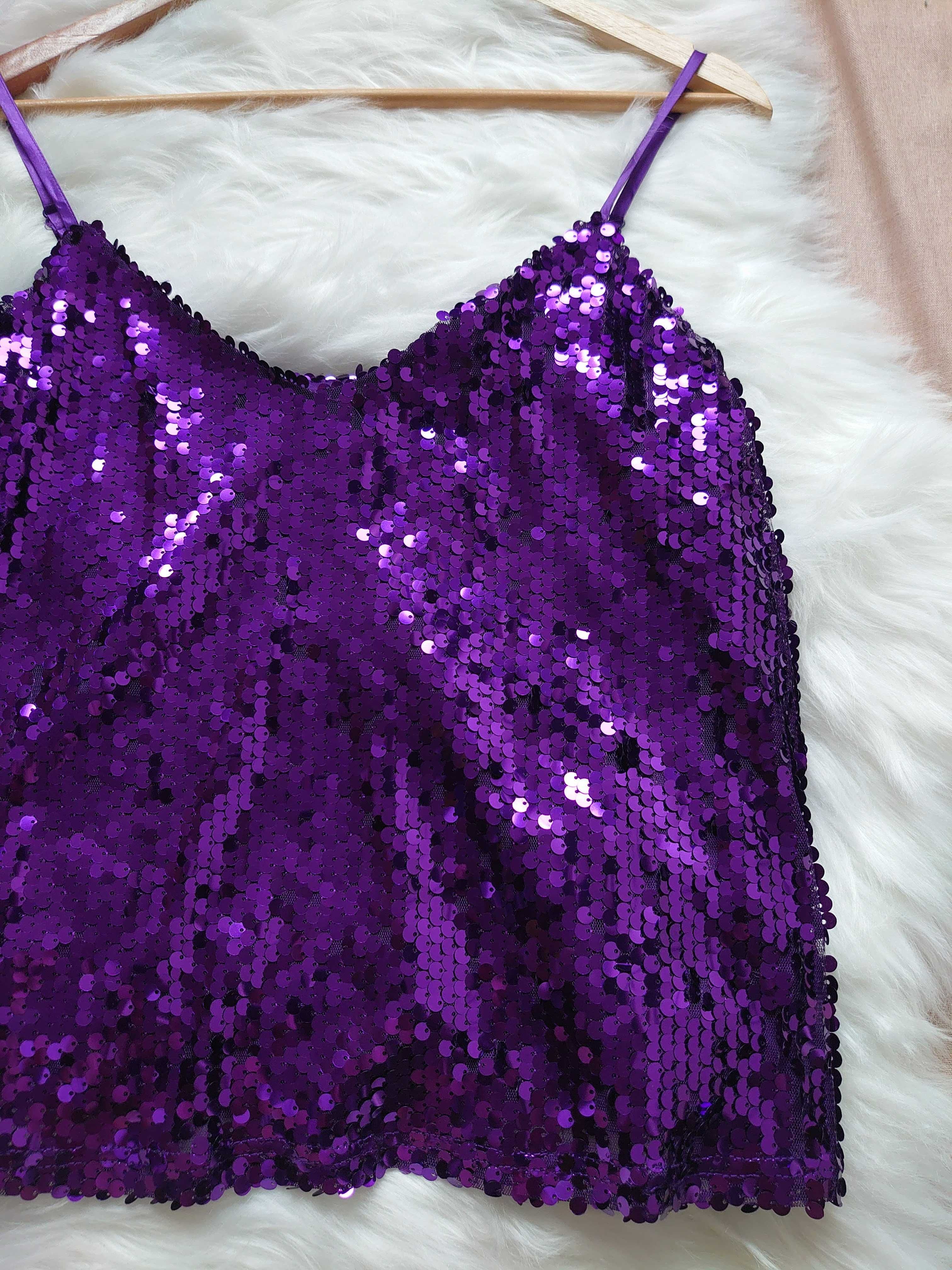 Fioletowa bluzka z cekinami Primark 42 XL