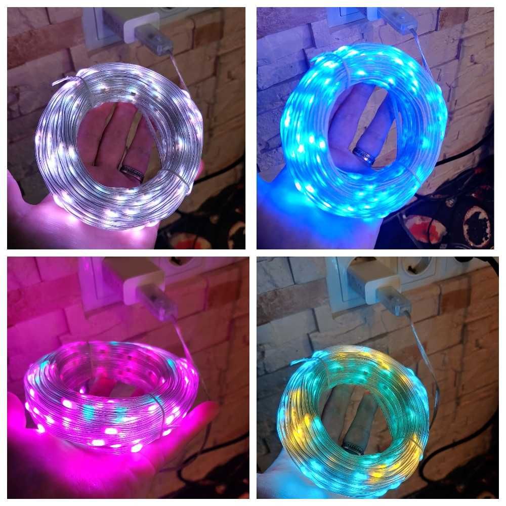 IP65 умная RGB смарт гирлянда 20м управлен. с моб USB Bluetooth таймер