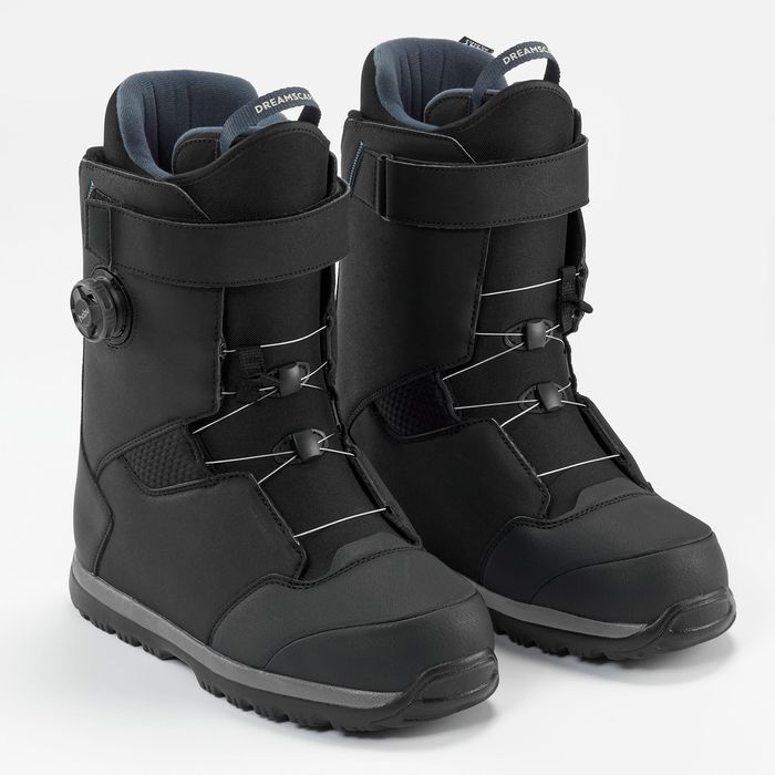 Botas de snowboard homem aperto botão rotativo, flex médio