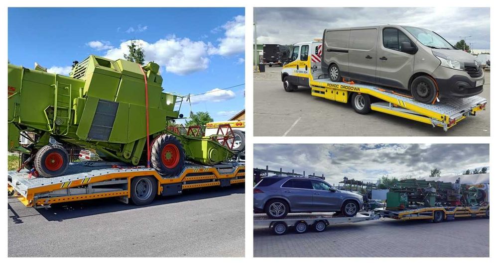 Pomoc drogowa , transport maszyn laweta autolaweta usługi transportowe