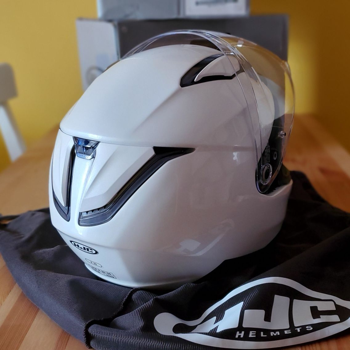 Kask HJC F70 + nowy pinlock, rozmiar L, kolor biały, mało używany