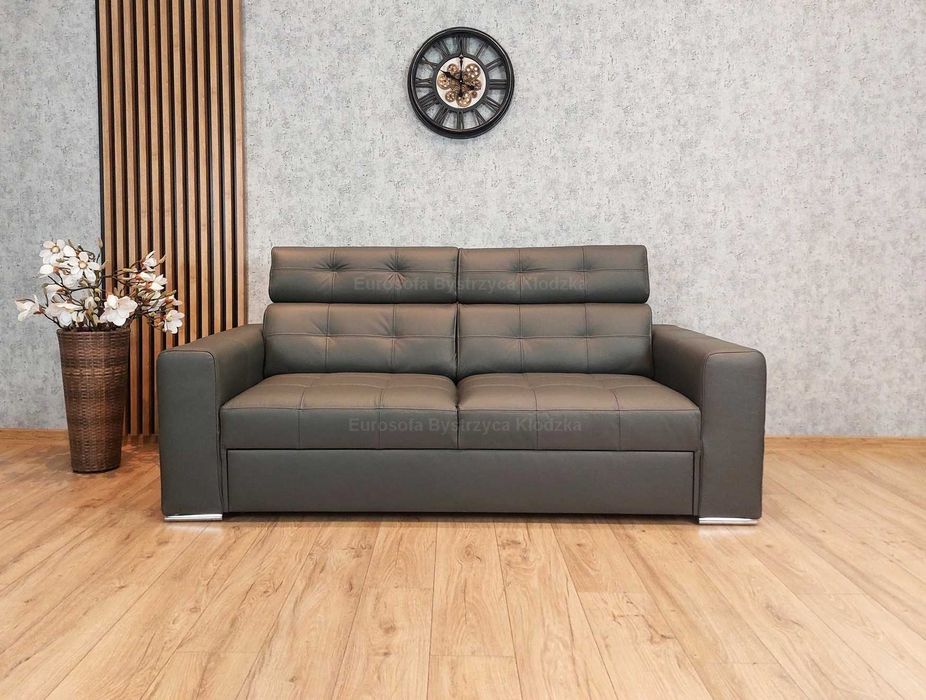 Kanapa 3os z funkcją spania + fotel włoska skóra naturalna