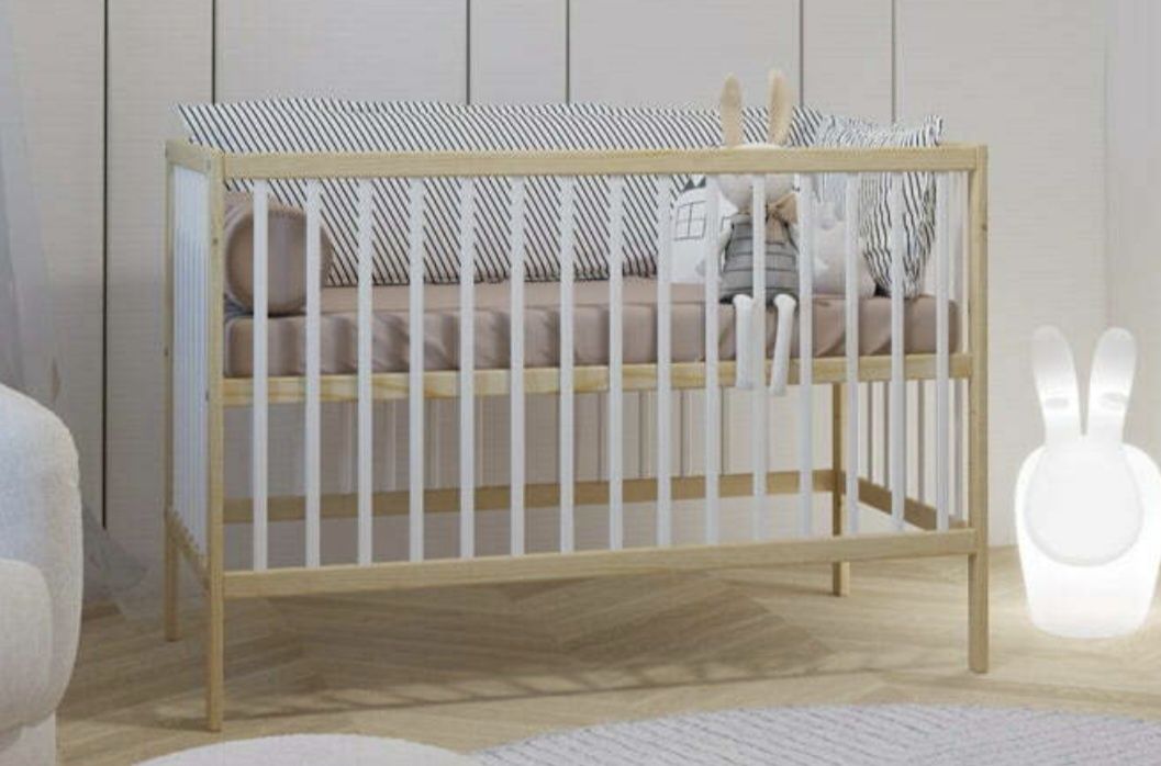 Jak Nowe! Łóżeczko drewniane z materacem Hilding Dobranocka 120x60