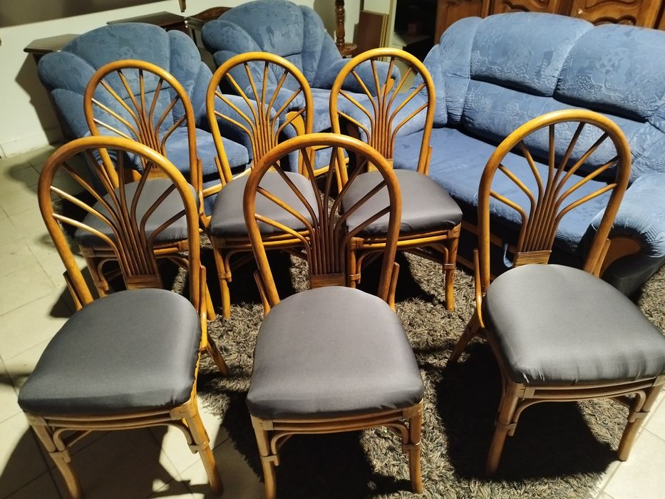 krzesła rattanowe VINTAGE 6 sztuk kuchenne tarasowe