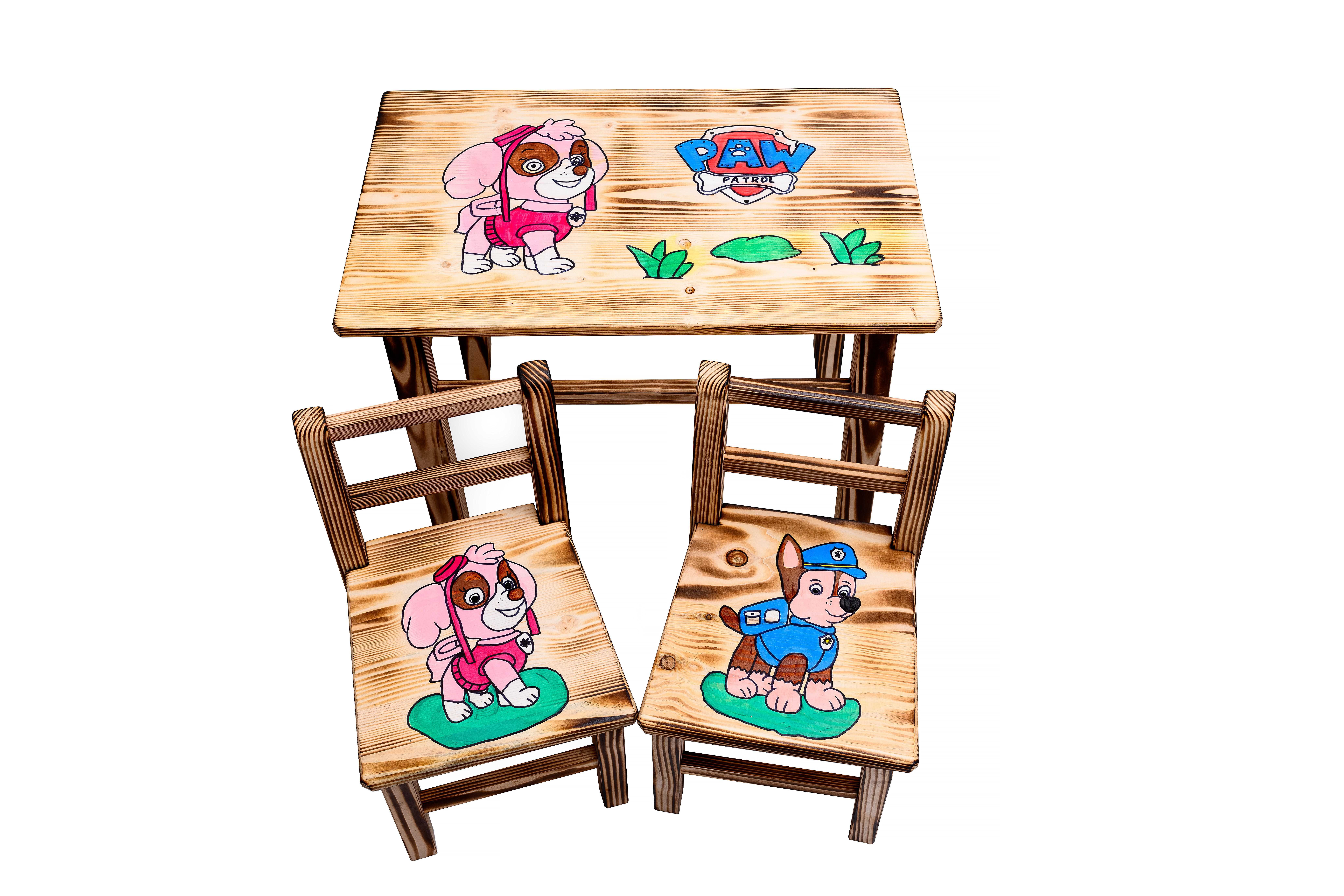 Drewniany stolik + 1 krzesełko zestaw dla dzieci PSI PATROL