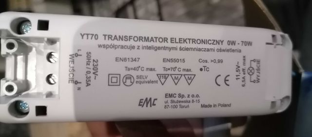 Transformator Elektroniczny 70W 12V Indel YT 70